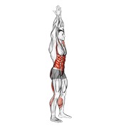 hands clasped circular toe touch (male)